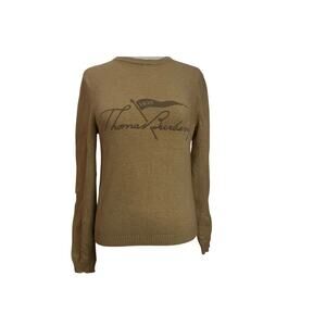 Vintage Thomas Burberry 1835 Tan Wool Pullover Logo Womens Sweater Sz S